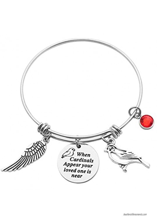 CHENVA Sympathy Gift When Cardinals Appear Your Loved One is Near Bracelet Cardinal Memorial Adjustable Bangle Jewelry Gift for Her