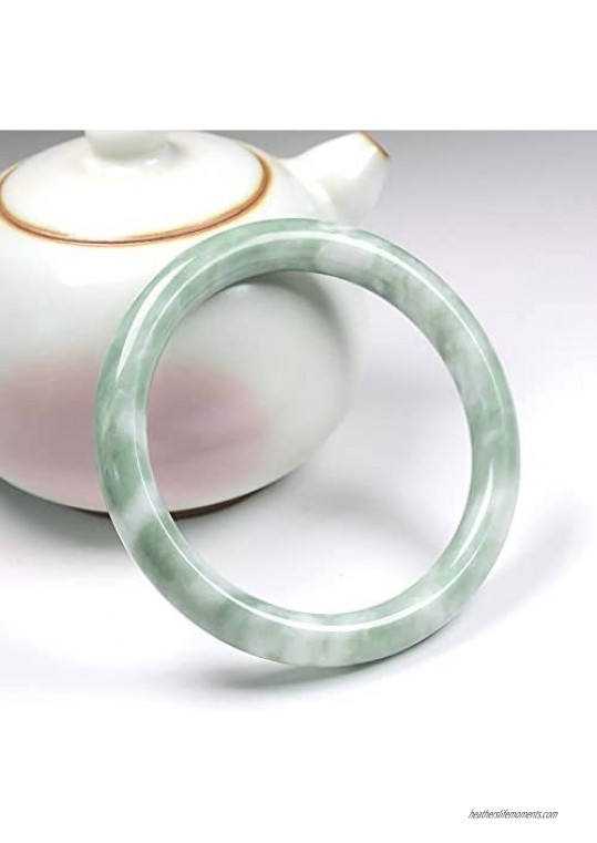 Chinese Natural Jadeite Jade Bangle Bracelet for Women Good Luck Green Inner 54-64mm