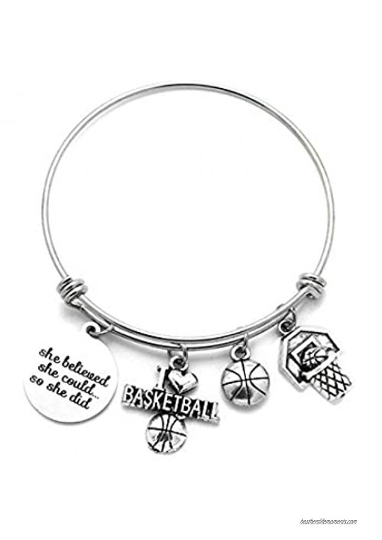 DYJELWD Basketball Softball Volleyball Bangle Bracelet School Team Sports Fan Gifts for Her