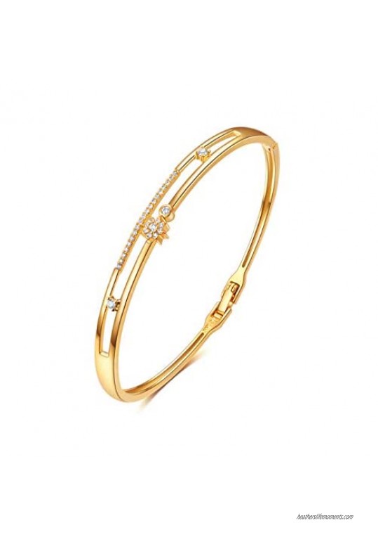 E 18K Gold Plated Bangles Bracelets for Women Cubic Zirconia Jewelry Gifts