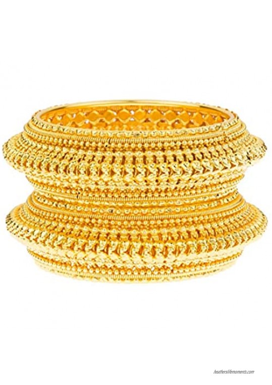 Efulgenz Indian Style Bollywood Antique Traditional 14 K Gold Plated Wedding Bridal Bracelet Bangle Set Jewelry