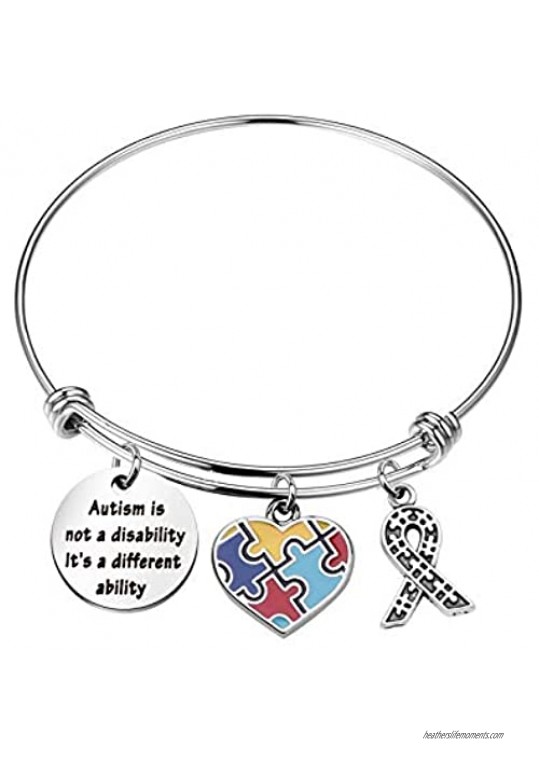 ENSIANTH Autism Awareness Bracelet Autism Earrings Autism Puzzle Piece Gift Autistic Encouragement Gift