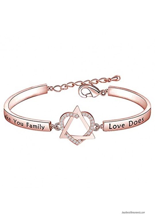 FEELMEM Adoption Jewelry Adoption Symbol Heart Triangle Charm Bracelet DNA Doesn't Make You Family Love Does Adoption Jewelry Gift for Stepmom Foster Mom
