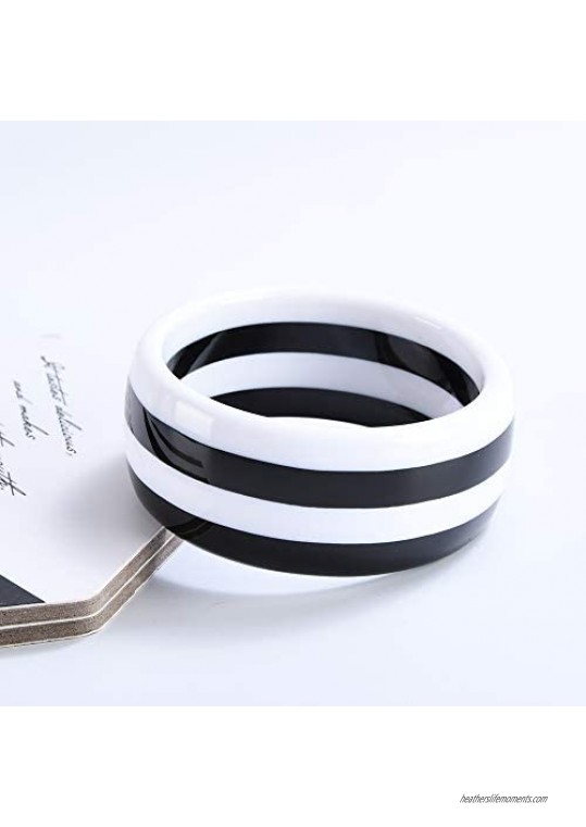 GuanLong Resin Bangle Cuff Bracelet for Women - Stripe Geometric Resin Bangle - Idea Gift for Friends Sisters Classmates
