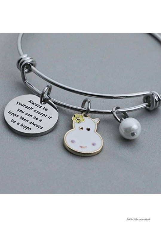 Hippo Bracelet Hippo Lover Gift Always Be Yourself Inspirational Jewelry Hippopotamus Gift(hippo BR)