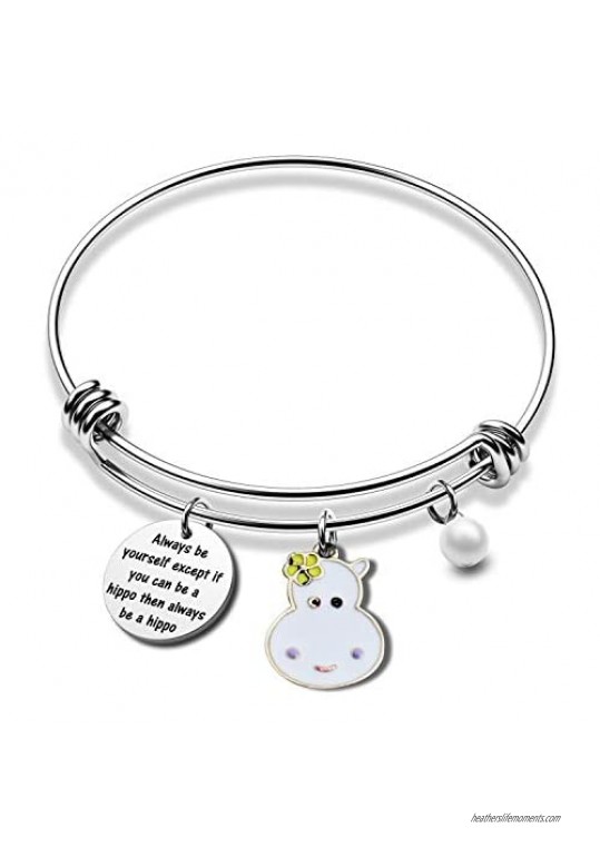 Hippo Bracelet Hippo Lover Gift Always Be Yourself Inspirational Jewelry Hippopotamus Gift(hippo BR)