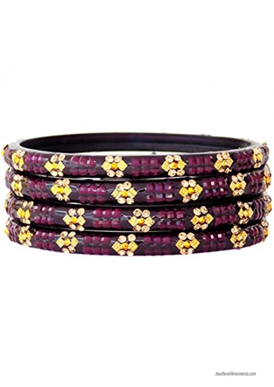 JD'Z COLLECTION Glass Bangles for Women Indian Bollywood Bangles Set Jewelry Traditional Bangles Set Indian Ethnic Festive Wedding Wear Bangles