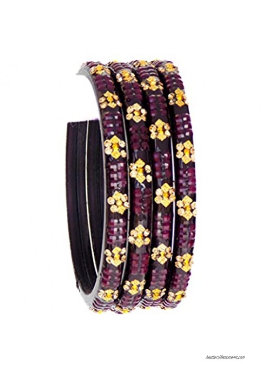 JD'Z COLLECTION Glass Bangles for Women Indian Bollywood Bangles Set Jewelry Traditional Bangles Set Indian Ethnic Festive Wedding Wear Bangles