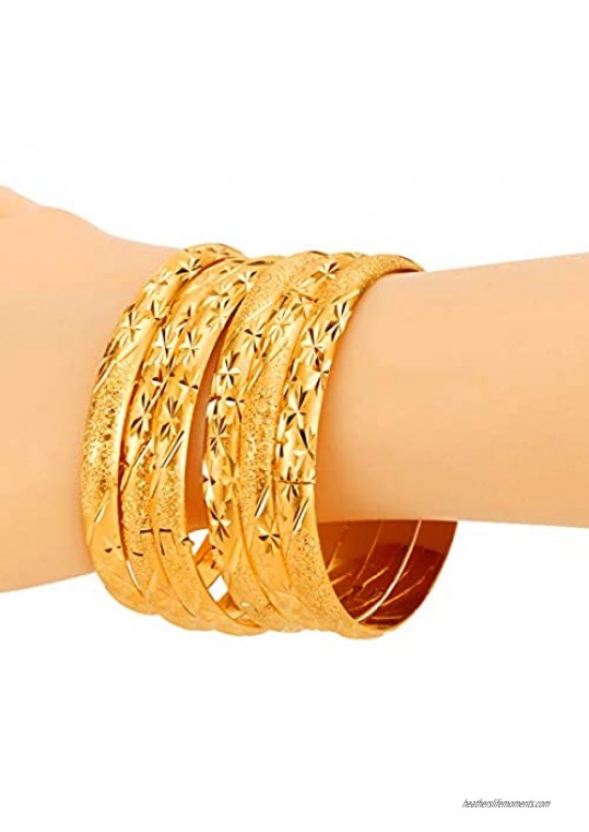 LAVI 18k Gold Plated Stackable Bangle Stainless Steel Open Cuff Bracelets for Women Jewelry 2.6