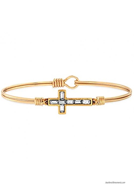 Luca + Danni | Baguette Cross Bangle Bracelet in Crystal For Women Made in USA