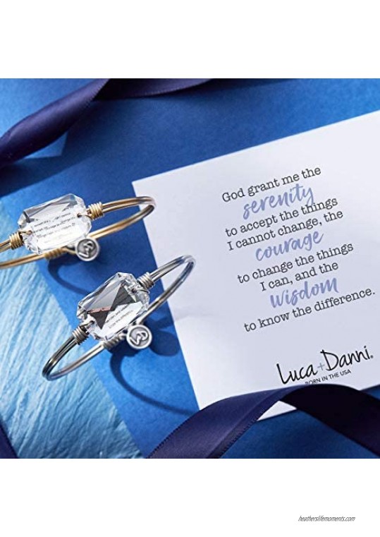 Luca + Danni Serenity Prayer Bangle Bracelet For Women - Silver Tone Regular Size Made in USA