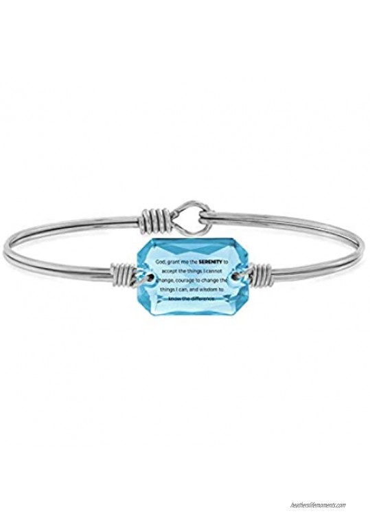 Luca + Danni Serenity Prayer Bangle Bracelet For Women - Silver Tone Regular Size Made in USA