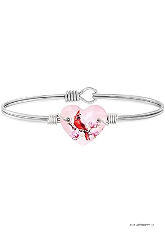 Luca + Danni | Spring Cardinal Crystal Heart Bangle Bracelet For Women Made in USA