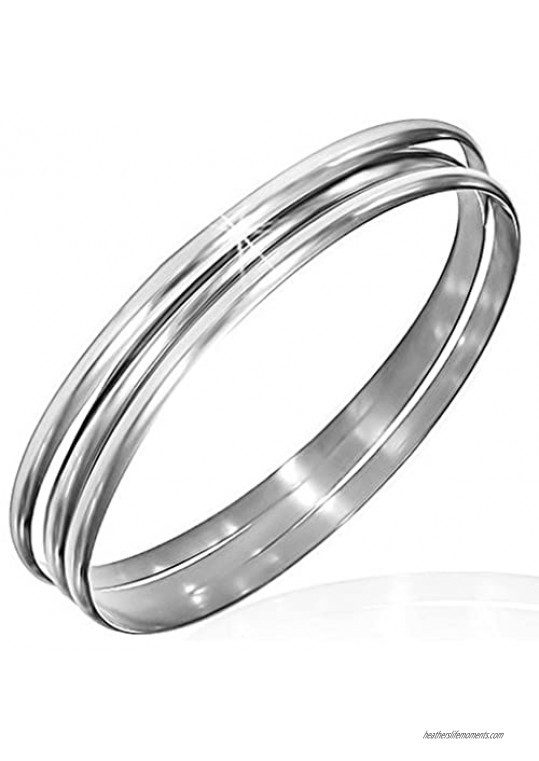 My Daily Styles Stainless Steel Three Stackable Womens Bangle Bracelets