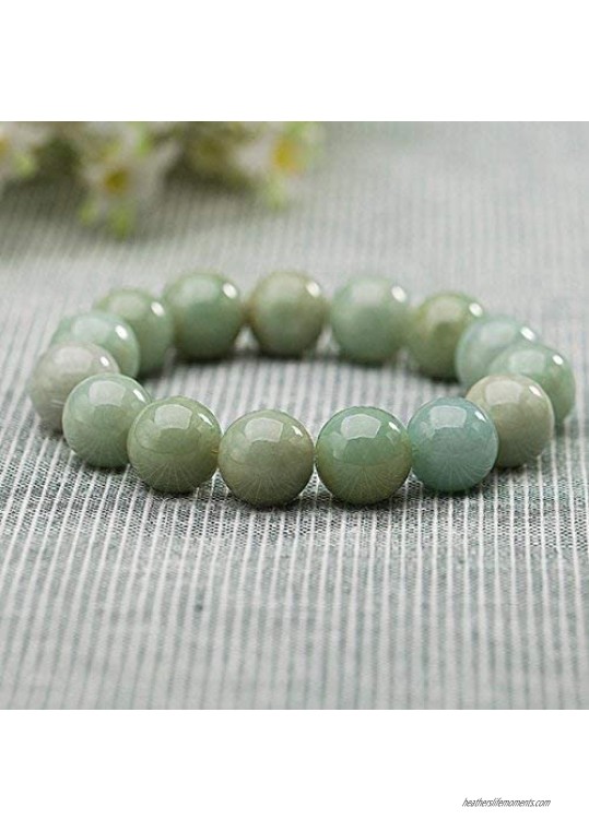NW 1776 Natural Authentic Jade Jade Beaded Elastic Bracelet Jade Bead Bracelet Designed for Good Fortune Courageous Lucky and Wealth