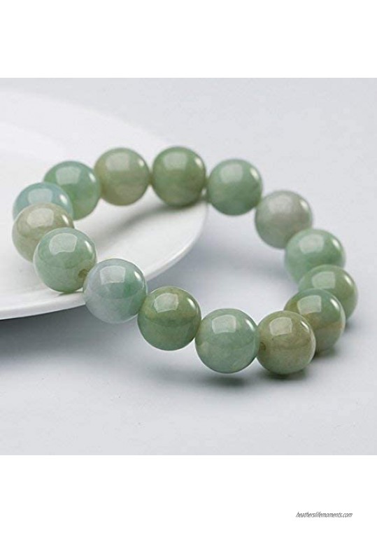 NW 1776 Natural Authentic Jade Jade Beaded Elastic Bracelet Jade Bead Bracelet Designed for Good Fortune Courageous Lucky and Wealth