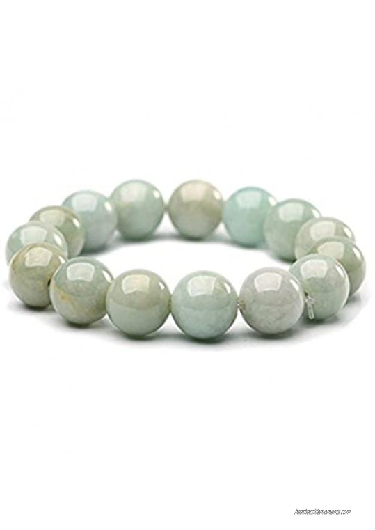NW 1776 Natural Authentic Jade Jade Beaded Elastic Bracelet  Jade Bead Bracelet Designed for Good Fortune Courageous Lucky and Wealth