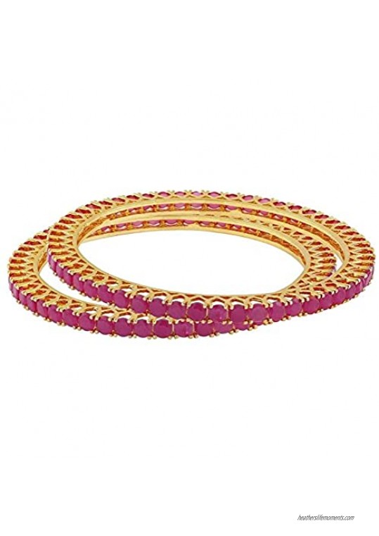 Ratnavali Jewels CZ Zirconia Gold Tone Red Green Blue Bollywood Wedding Indian Bangles Jewelry Women