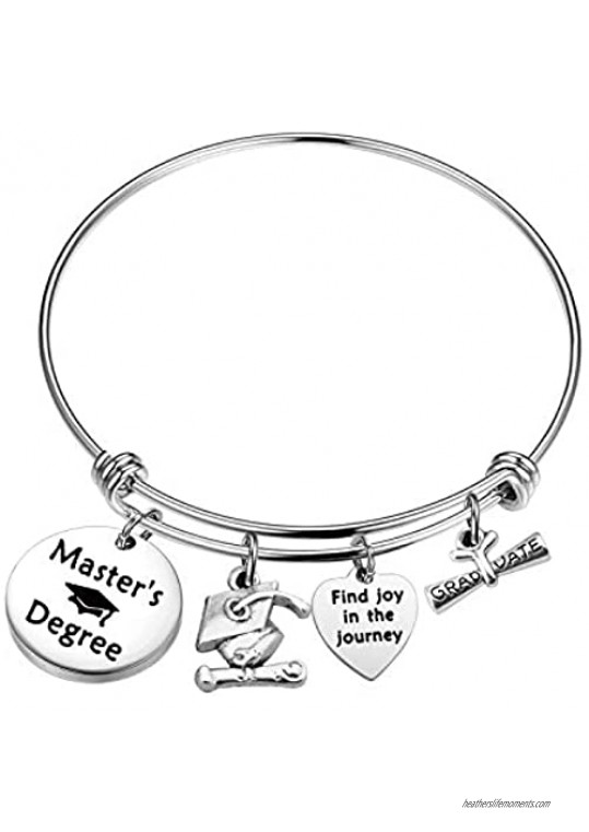 TGBJE Masters Graduation Gift Find Joy in The Journey Bracelet Bangle College Grad Gift Masters Degree Gift