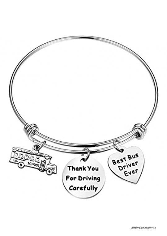 WSNANG Bus Driver Gift Thank You for Driving Carefully Best Bus Driver Ever Bracelet School Bus Driver Gift End of Year Gift