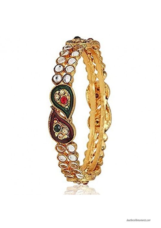 YouBella Ethnic Bollywood Gold Plated Kundan Bracelets Bangles Jewellery for Women and Girls