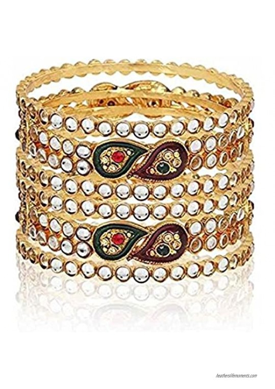 YouBella Ethnic Bollywood Gold Plated Kundan Bracelets Bangles Jewellery for Women and Girls