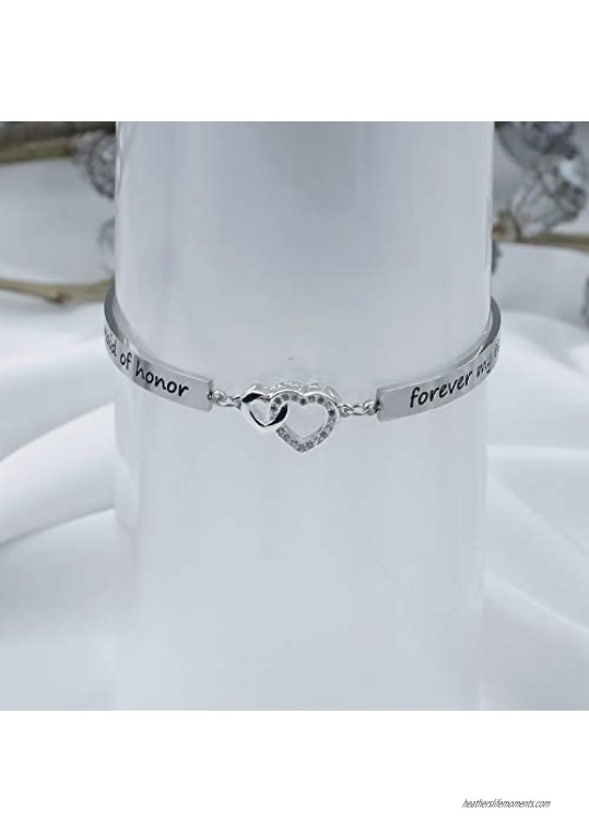 ZNTINA Bridesmaid Gift Thank You For Standing by My Side Bridesmaid Bracelet Matron of Honor Jewelry Wedding Gift