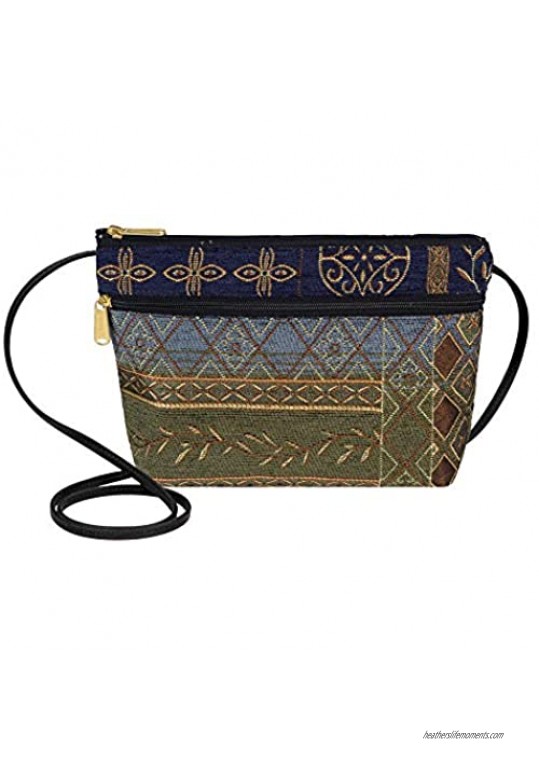 Danny K Women's Tapestry Zipper Purse Crossbody Handbag Adjustable Cord Handmade in USA