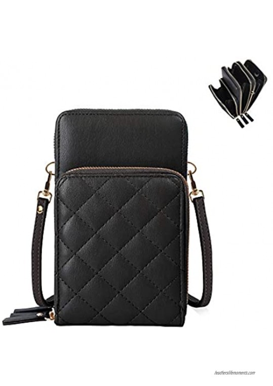 Emperia Mia Lightweight Triple Compartment Small Faux Leather Crossbody Bag Purse Shoulder Bag for Women Phone