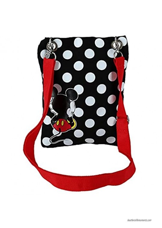 Jerry Leigh Disney Mickey Mouse Polka Dot Passport Crossbody Bag Black