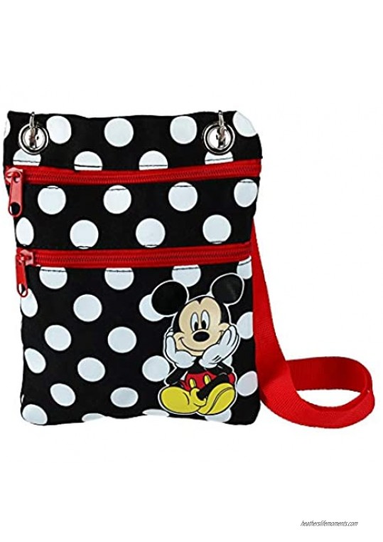 Jerry Leigh Disney Mickey Mouse Polka Dot Passport Crossbody Bag  Black