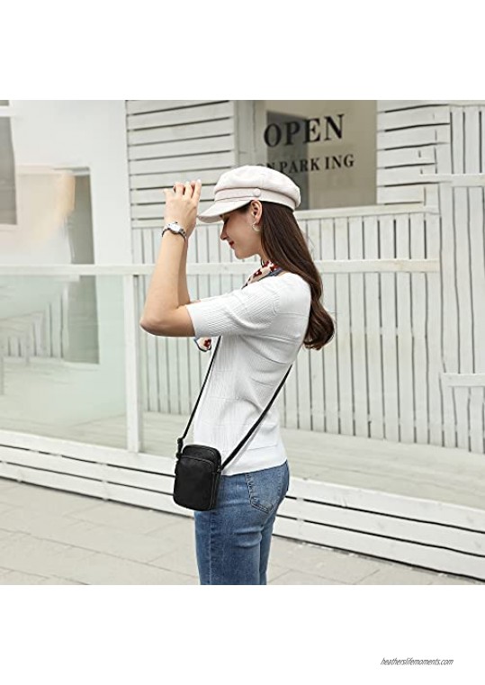 Lightweight Crossbody Phone Purse for Women Small Leather Cellphone Purse Triple Zip Mini Shoulder Bag