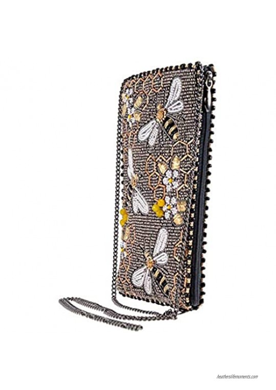 Mary Frances Bee Awesome Beaded Crossbody Phone Bag Pewter