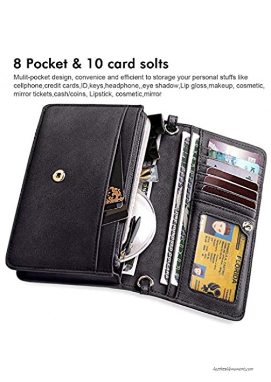 nuoku Women Small Crossbody Purse Cell Phone Wristlet Wallet Purse with RFID Card Slots and Strap for Women