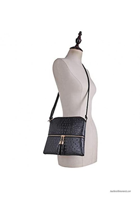 SG SUGU Animal Pattern Lightweight Medium Crossbody Bag Shoulder Bag with Tassel for Women