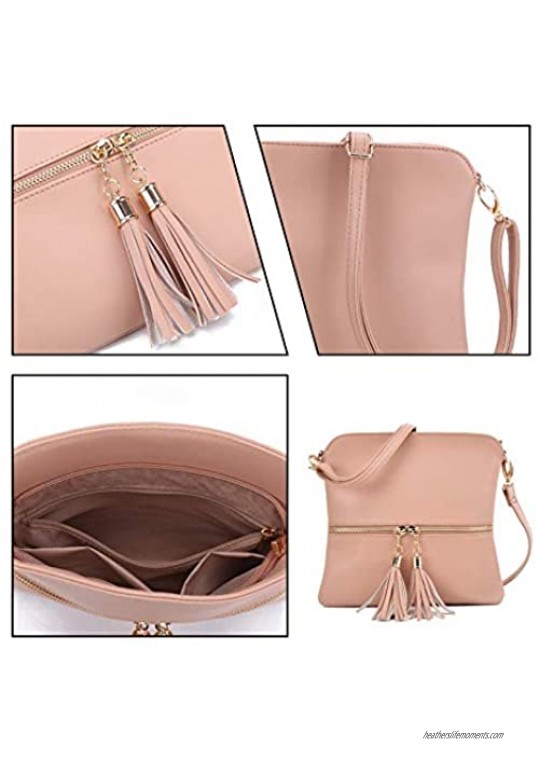 Small Crossbody Bags for Women Cute Satchel Handbags and Vegan Leather Shoulder Bags with Tassels for Travel Lightweight
