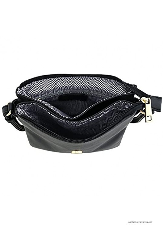 Small Flap Top Double Compartment Crossbody Bag with Tassel Accent