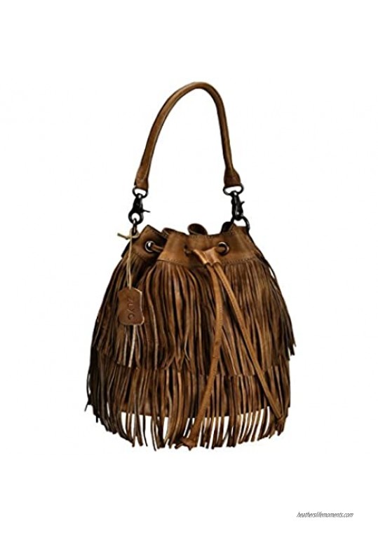ZLYC Women Dip Dye Leather Boho Rogue Bag Fringe Bag Satchel Shoulder bag Handbag Crossbody Bag