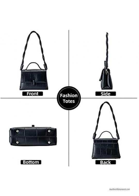 DEEPMEOW Square Crossbody Bags and Handbags for Women - Retro Top-Handle Bag Pu Leather Shouler Purse