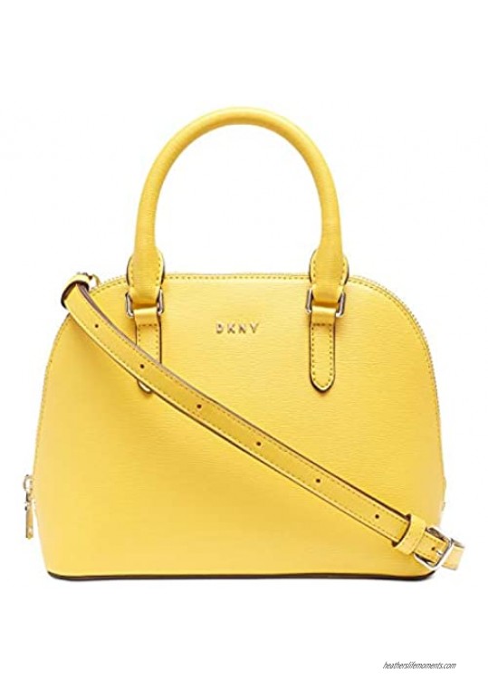 DKNY Bryant Small Dome Leather Satchel Crossbody - Sun (Yellow)