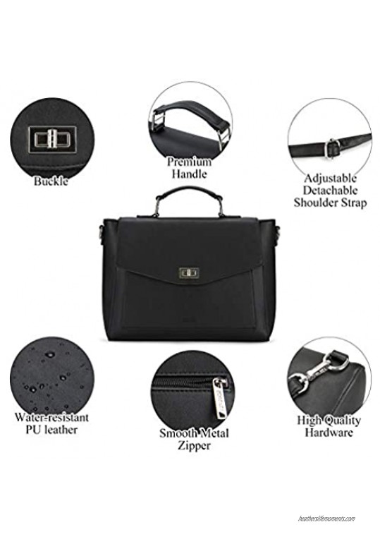 ECOSUSI Satchel Handbags Vintage Crossbody Messenger Bag Convertible Work Shoulder Bag Black