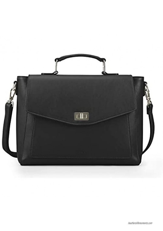 ECOSUSI Satchel Handbags Vintage Crossbody Messenger Bag Convertible Work Shoulder Bag Black