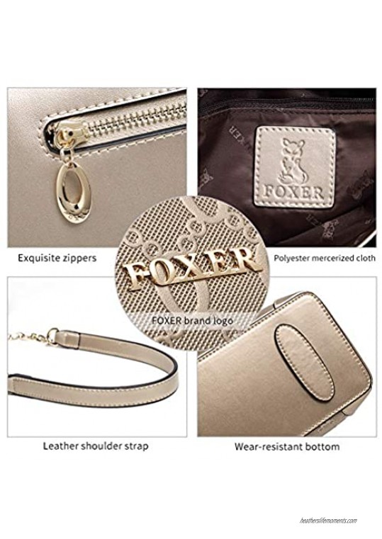 FOXER Women Crossbody Bag Leather Handbag Small Purse Cow Leather Shoulder Bag