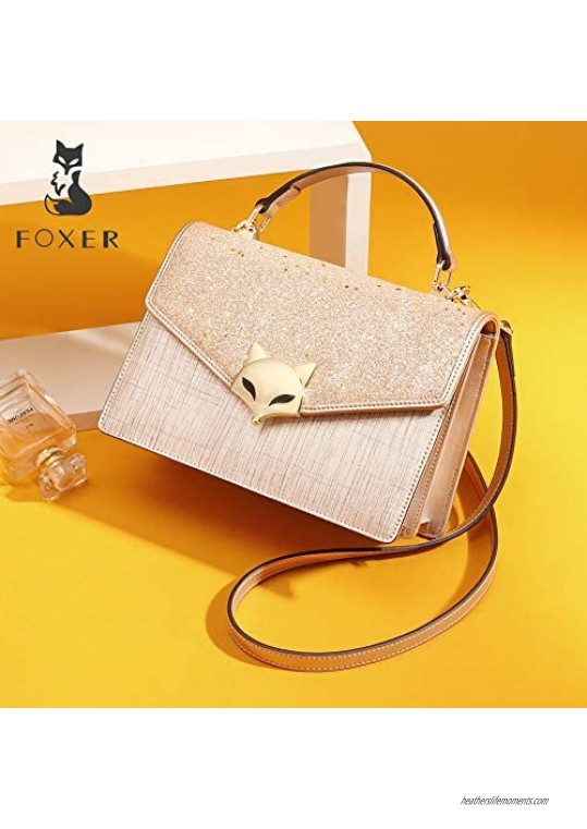 FOXER Women Leather Crossbody Bag Handbag Small Shoulder Bag for Laides