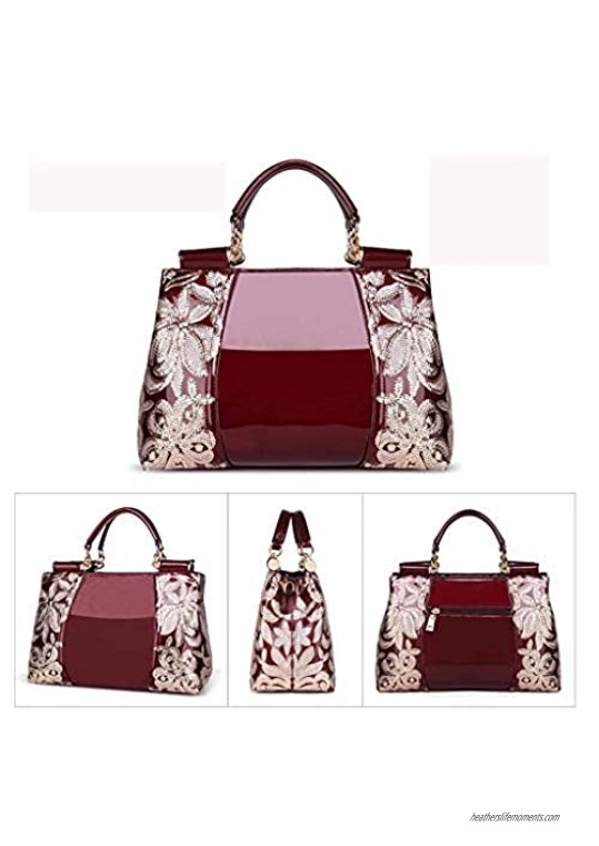 FuDai Women Embroidery Handbags Top-handle Bags Tote Satchel Shoulder Bags