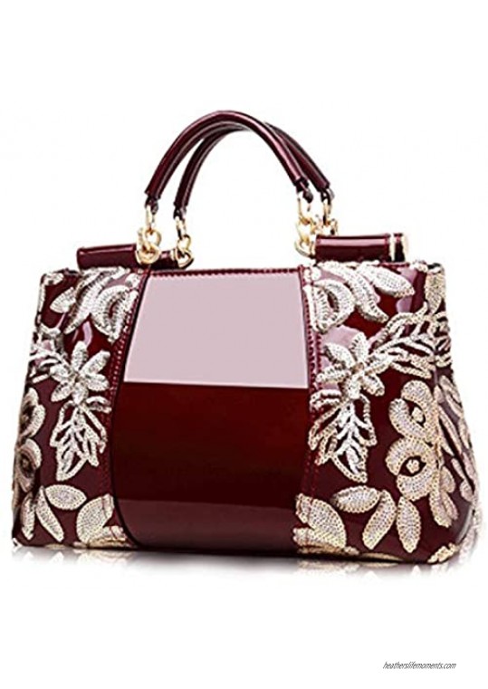 FuDai Women Embroidery Handbags Top-handle Bags Tote Satchel Shoulder Bags