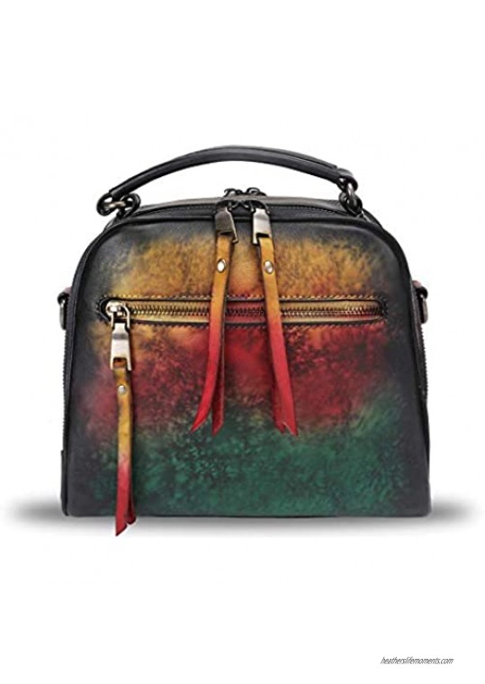 Genuine Leather Satchel Purse for Women Retro Cowhide Handmade Top Handle Handbag Designer Crossbody Bag