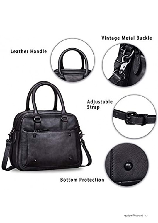 Genuine Leather Satchels Top Handle Bags for Women Handmade Vintage Crossbody Purses