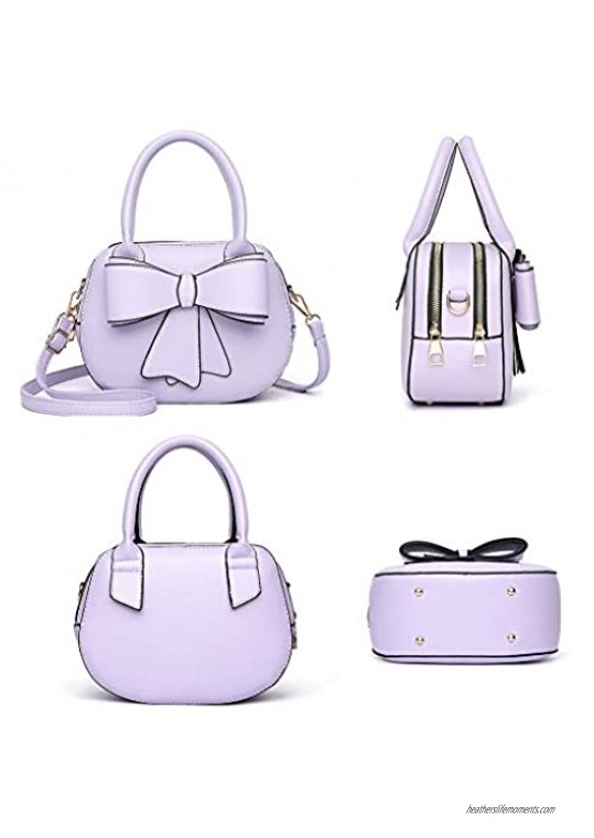 Girls Bowknot Handbag Purse Cute Leather Mini Shoulder Bag for Women Top-handle Totes Satchel