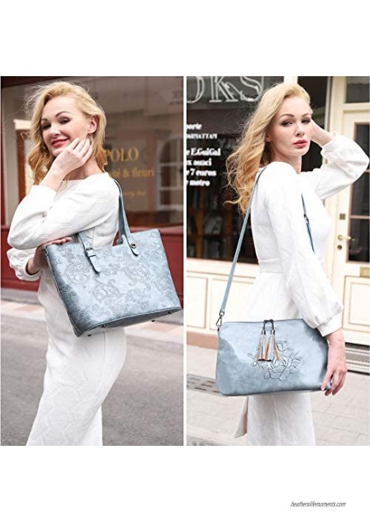 Handbags for Women Tote Fashion Bag Top Handle Satchel Embossed Handbag Faux Leather Tassel Shoulder purse set 3pcs 812